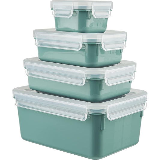 175782 - EMSA CLIP & CLOSE COLOR EDITION Set Me 4 Enë Ruajtjeje Ushqimi në Ngjyrë Jeshile me Kapak, 0.2L, 0.55L, 0.8L, 2.2L, i Sigurt për Lavastovila dhe Mikrovalë, Kutizë Dreke Kundër Rrjedhjes, Modeli N10310