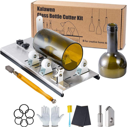 240946 - Kalawen Set prerës shishesh qelqi i rregullueshëm, mjet prerës prej çeliku inox për shishe të rrumbullakëta