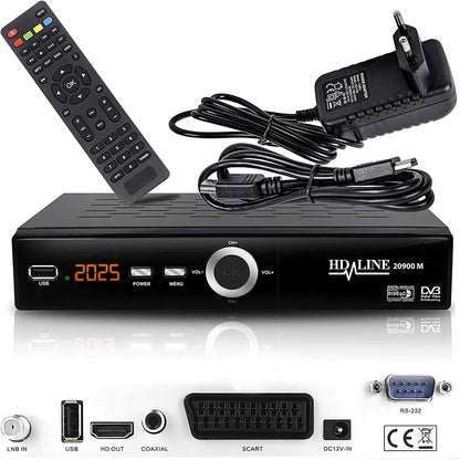 295814 - HD-LINE - Marrës satelitor dixhital HD-Line 20900 M - HDTV, DVB-S/S2, HDMI, SCART, 2X USB 2.0, Full HD 1080p - I paraprogramuar për Astra Hotbird Türksat
