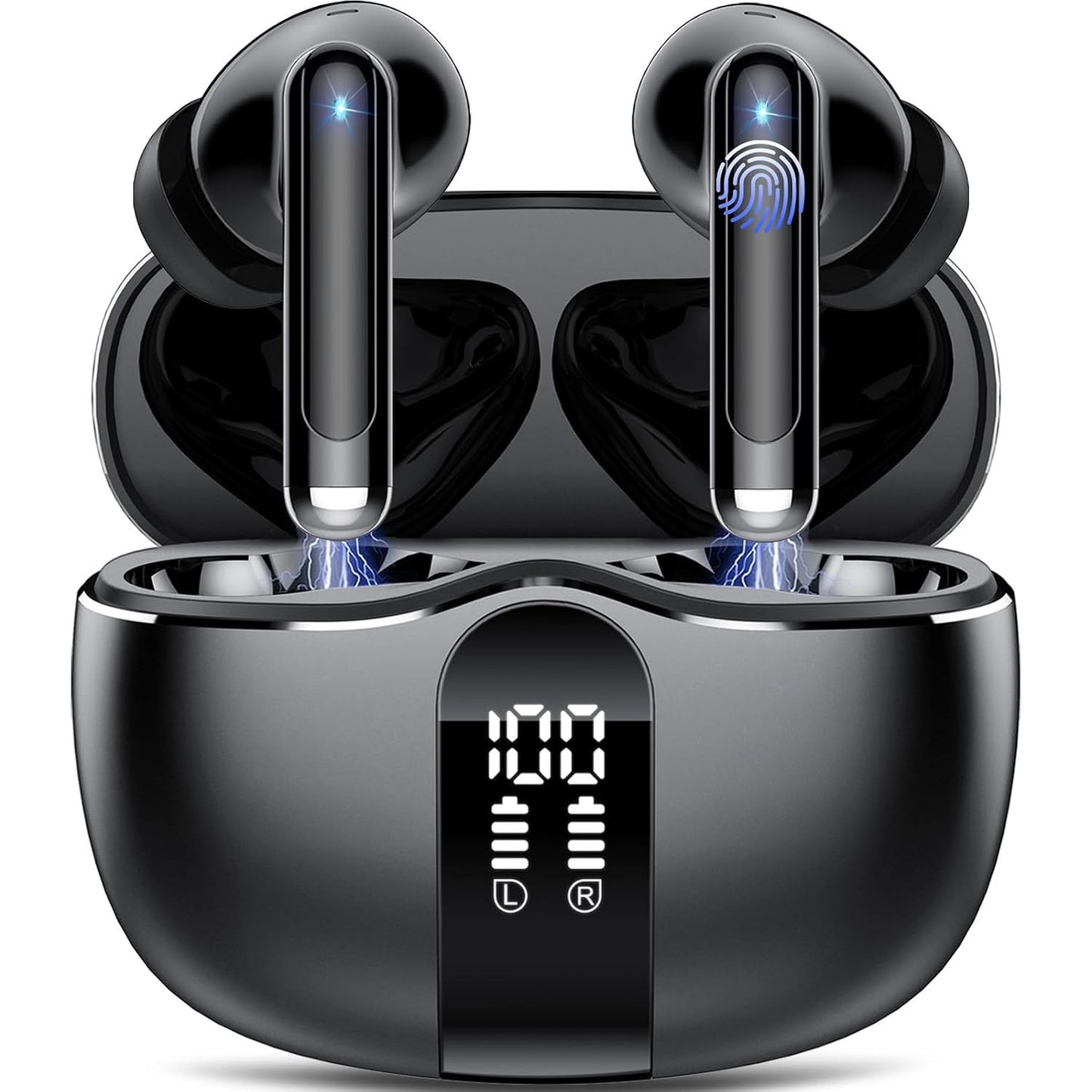 273614 - Tukio Kufje Bluetooth 5.3 pa tel për në vesh, 4 mikrofonë ENC, 40 orë kohë luajtjeje, IP7 të papërshkueshme nga uji, bas i thellë stereo HiFi, të zeza