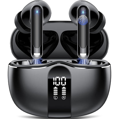 273614 - Tukio Kufje Bluetooth 5.3 pa tel për në vesh, 4 mikrofonë ENC, 40 orë kohë luajtjeje, IP7 të papërshkueshme nga uji, bas i thellë stereo HiFi, të zeza