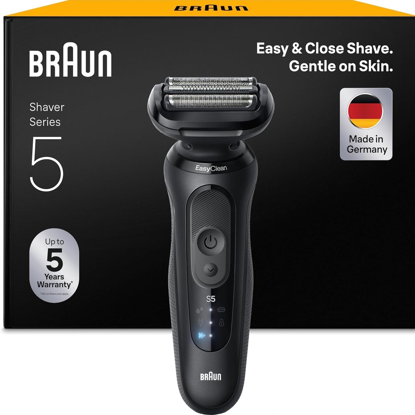 292243 - BRAUN Makinë Rroje Elektrike për Meshkuj Series 5 52-N1000SI, e Zezë, Rezistente ndaj Ujit, Tehe Fleksibël, 2 Mënyra Rrojeje, Set Dhuratë me Furçë Pastrimi