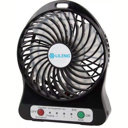277147 - Palm-Leaf Ventilator, 3 Shpejtësi, Mini USB Ftohës Tavoline Portativ i Rikarikueshëm për Shtëpi dhe Zyrë, i Zi