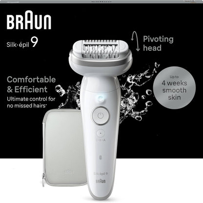 271075 - BRAUN Depilator elektrik për femra Silk-épil 9, me kokë fleksibile, për lëkurë të lagësht dhe të thatë, 9-011, e bardhë/argjendtë
