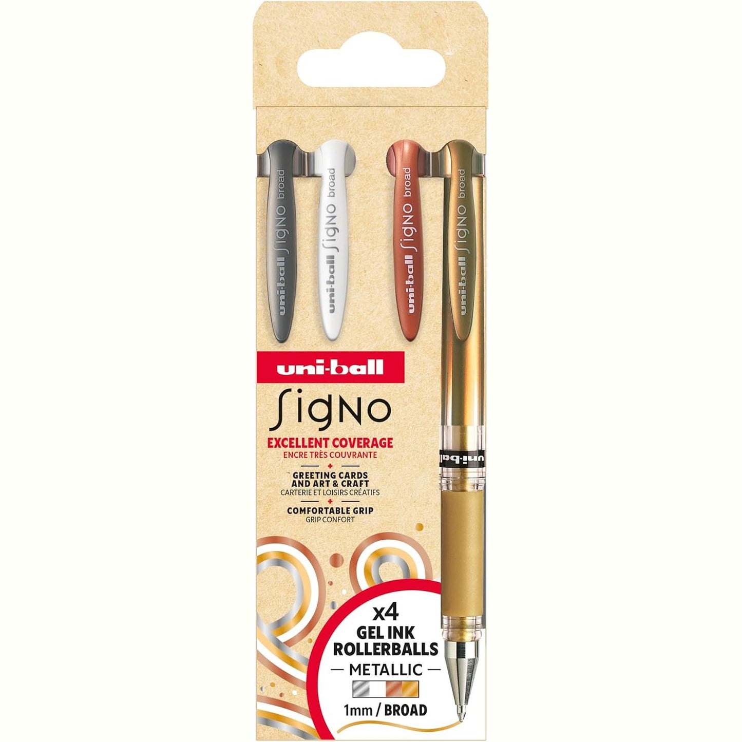277125 - UNI-BALL Set me bojë xheli Signo Broad UM-153 4P, me rrotulla, NO1 1.0mm, ngjyra të ndryshme