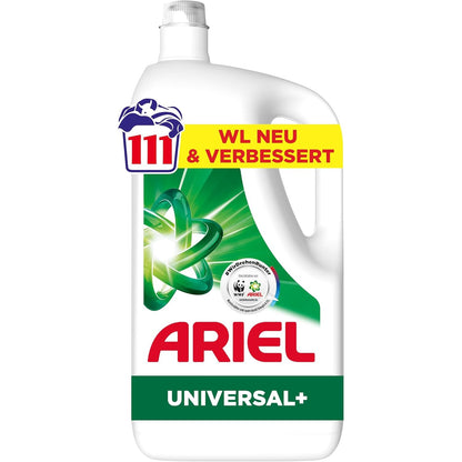 321146 - ARIEL Detergjent i lëngshëm për larje rrobash, 111 larje, detergjent Universal+, fuqi për heqjen e njollave që në larjen e parë, madje edhe në ujë të ftohtë