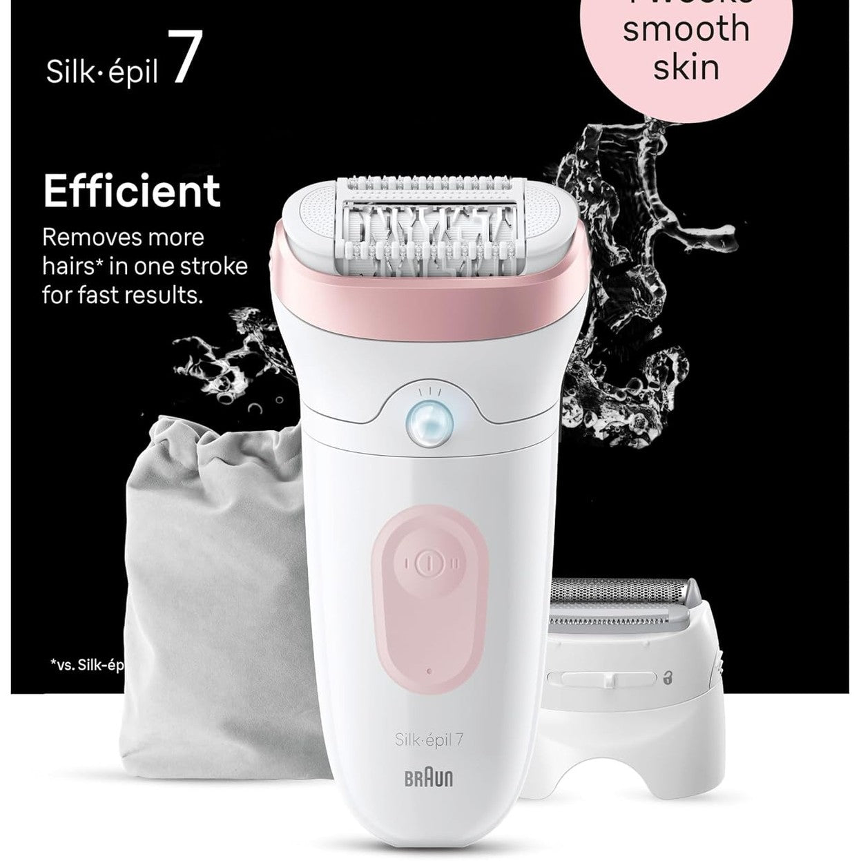 274895 - BRAUN Silk-épil 7, Depilator Elektrik për Gra, i papërshkueshëm nga uji, me Kokë Rroje, 7-030, E Bardhë/Flamingo