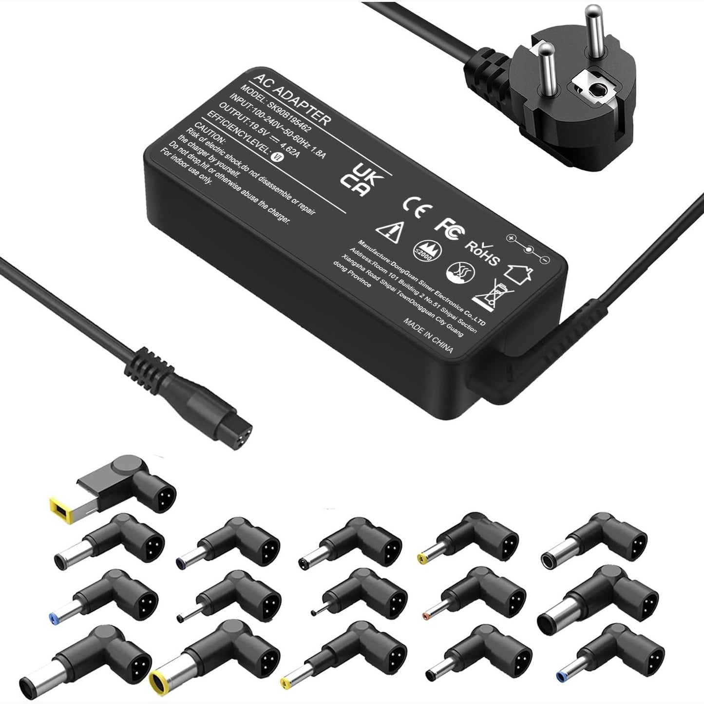 269218 - UNIVERSAL Karikues për laptop, 90W, me 16 kunja, adaptor rryme, i pajtueshëm me HP, Dell, Lenovo, Acer, ASUS, IBM, Samsung, Toshiba, Sony, Gateway, Notebook, Ultrabook, Chromebook