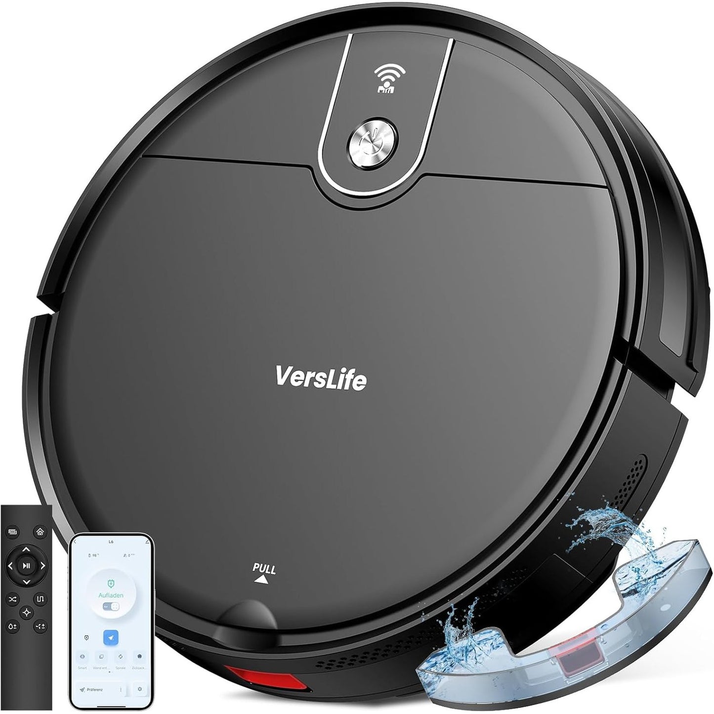 183043 - VERSLIFE L6, Fshesë dhe Mop Robotike, 2-në-1, Thithje 4000Pa, Operim i Pandërprerë 120 minuta, Kontroll Nga Applikacioni/Alexa/WiFi/Telekomanda, Ricarikim Automatik, E Përshtatshme për Dysheme Të Forta, Qilima dhe Qime të Kafshëve Shtëpiake