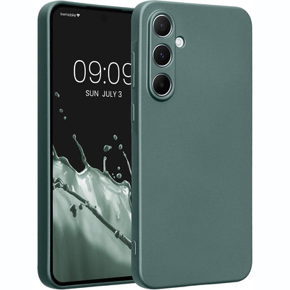 320699 - KWMOBILE Mbrojtëse telefoni për Samsung Galaxy A55 5G, Mbulesë silikoni e butë me shkëlqim metalik, Ngjyrë benzine metalike