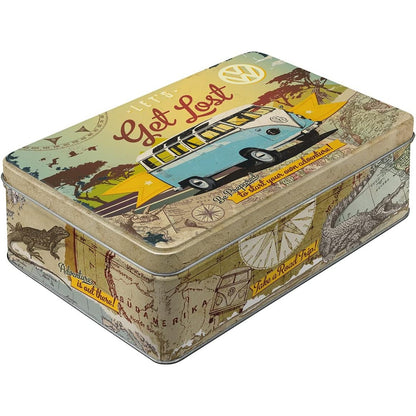 257528 - Kuti Retro Magazinimi me Art Nostalgjik, e Sheshtë, 2.5 l, VW Bulli – Le të Humbemi – Produkt Zyrtar i Licencuar (OLP), Kuti me Kapak, Dekor Punishteje në Dizajn Vintage