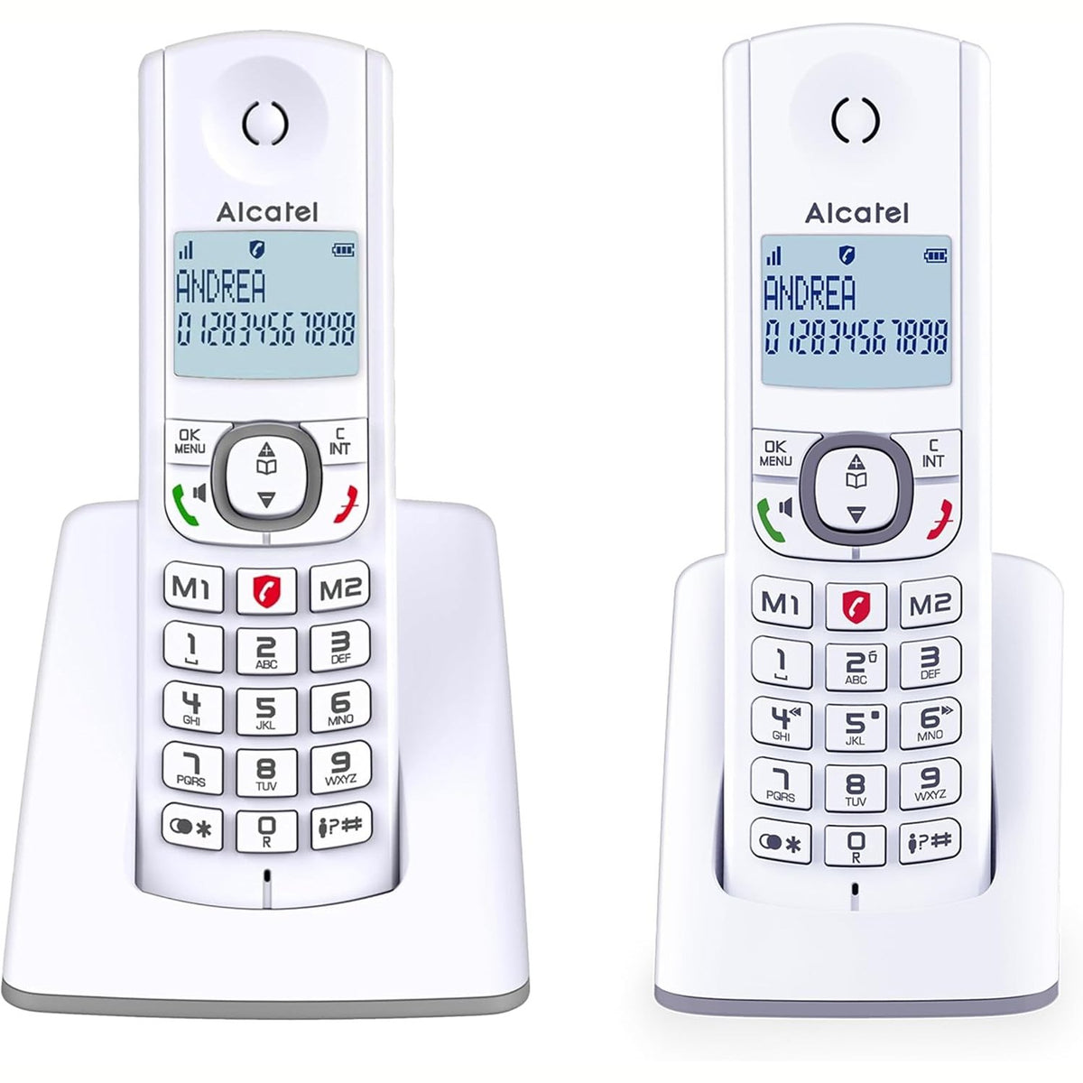 319841 - ALCATEL F530 Duo - Telefon fiks pa tel DECT, Ekran i madh, Funksion bllokimi i thirrjeve, 2 aparate - E bardhë/Gri