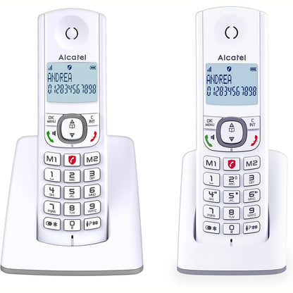 319841 - ALCATEL F530 Duo - Telefon fiks pa tel DECT, Ekran i madh, Funksion bllokimi i thirrjeve, 2 aparate - E bardhë/Gri