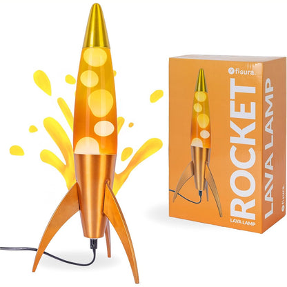 255595 - FISURA Llambë Lave Blu "Rocket" 20 cm x 20 cm x 45 cm, bazë e bardhë, përfshin llambë rezervë