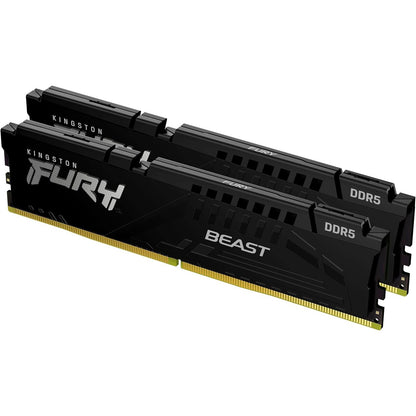 127264 - KINGSTON FURY Beast DDR5 64GB (2x32GB) 6000MT/s CL36 DIMM Kujtesë për Kompjuter, Kit për AMD Expo dhe Intel XMP - KF560C36BBEK2-64, Ngjyra e Zezë