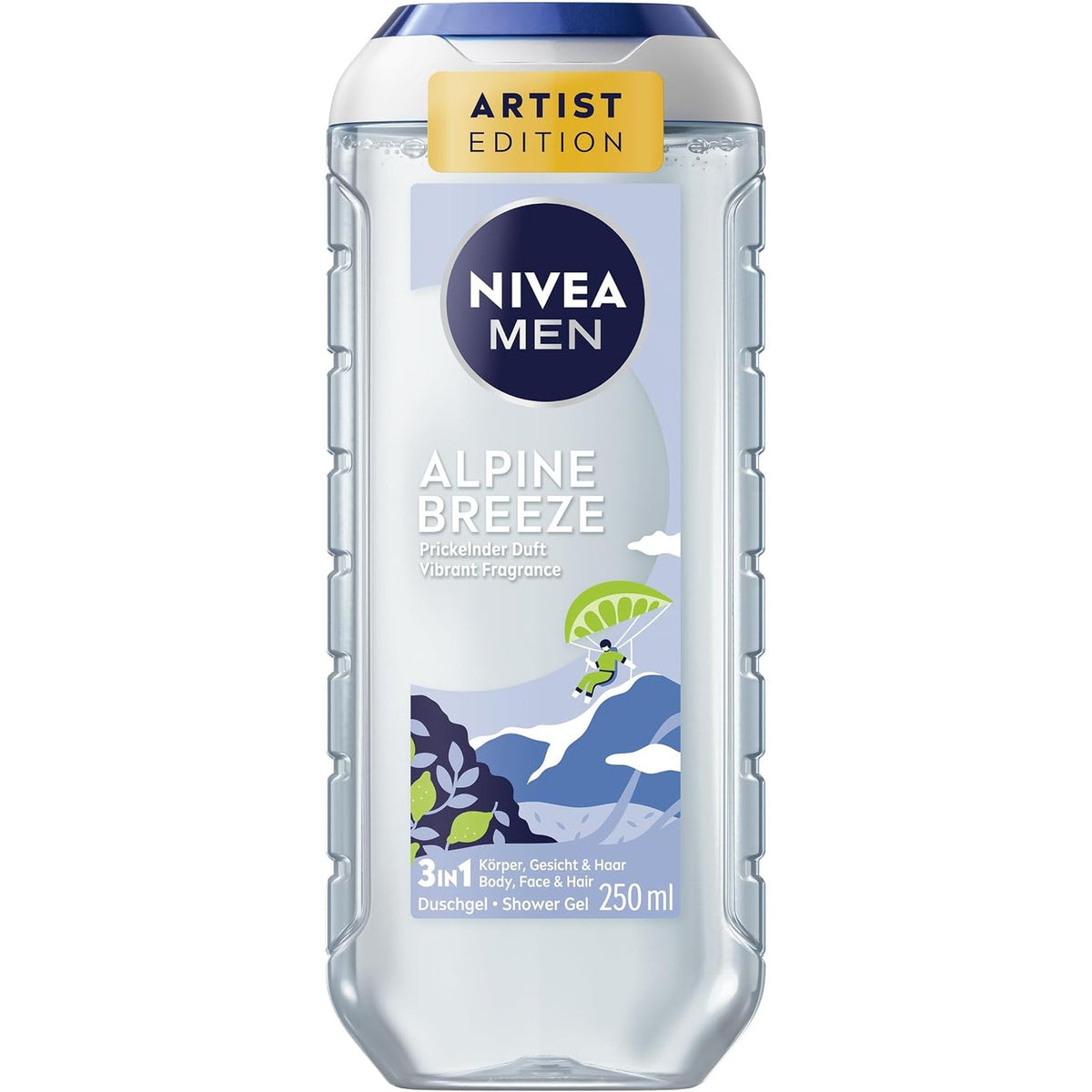 302660 - NIVEA MEN Xhel Dushi Alpine Breeze Artist Edition, 250 ml, xhel dushi 3-në-1 për trup, fytyrë dhe flokë