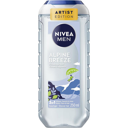 302660 - NIVEA MEN Xhel Dushi Alpine Breeze Artist Edition, 250 ml, xhel dushi 3-në-1 për trup, fytyrë dhe flokë