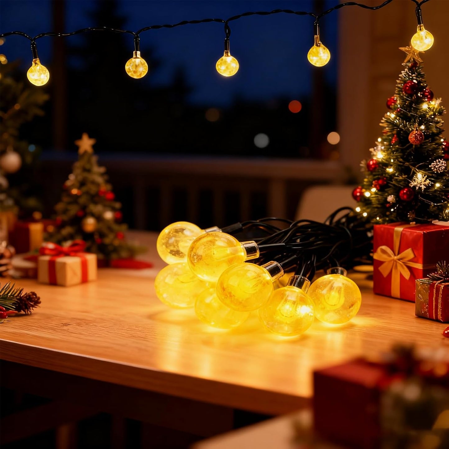 262563 - Drita me tela diellore për jashtë, 11M, 60LED, 8 Modalitete, IP65 e papërshkueshme nga uji, Drita për verandë, kopsht, dasma, festa - e bardhë e ngrohtë
