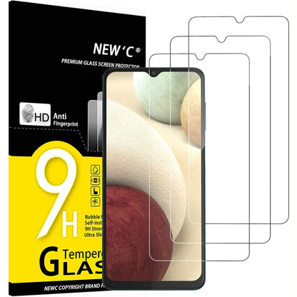 305644 - NEW'C Mbrojtës ekrani prej qelqi të temperuar për Samsung Galaxy A12, 3 copë, fortësi 9H, 0.33 mm