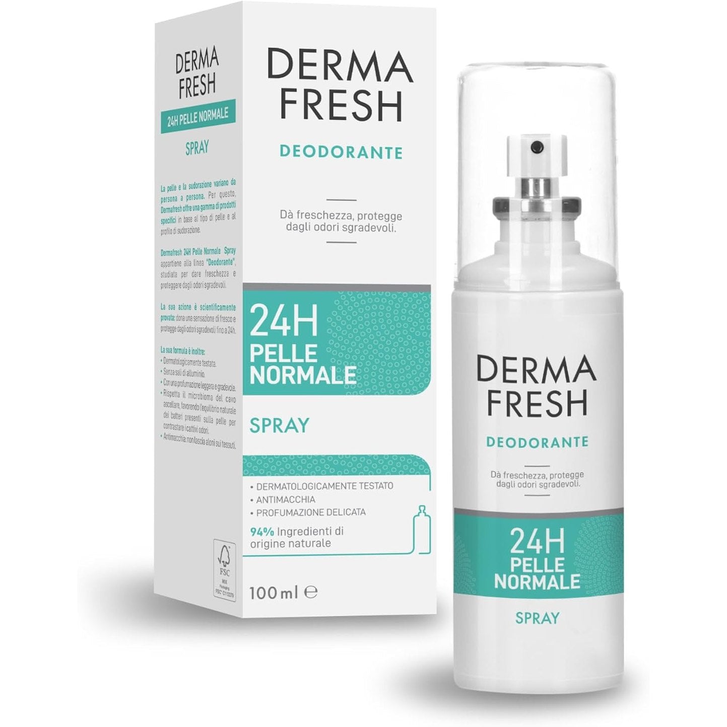 272471 - Dermafresh Deodorant Sprej 24-orësh, 100 ml, Lëkurë Normale, Kundër Njollave, Aromë Delikate, Testuar Dermatologjikisht