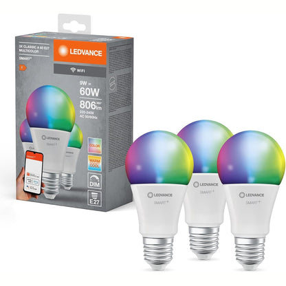 213989 - LEDVANCE Llambë LED inteligjente me teknologji WiFi për prizë E27, 806 lumen, zëvendësim për 60W, pako me 3