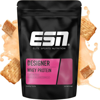 315879 - ESN Pluhur Proteine Hirre, Drithëra me Kanellë, 1 kg, 23 g proteina për porcion, Ideale për ndërtimin e muskujve, Prodhimi në Gjermani