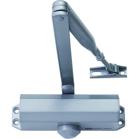 164582 - BRICARD - Mbyllësi i dyerve me krah gërshërë 6100107, forcë 2-4 (deri në 80 kg), Teknologji Rafti dhe Pinioni, Ngjyrë Argjendi