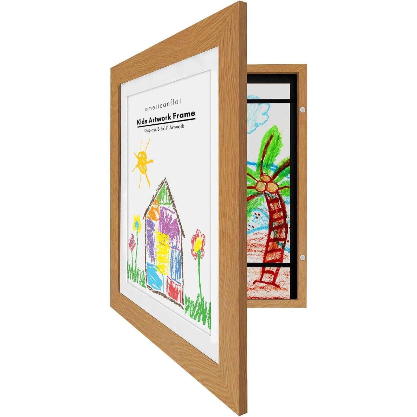 246594 - AMERICANFLAT Kornizë Vizatimi për Fëmijë A4, Lis i Errët, me Rrotull dhe 25.5 x 32 cm pa Rrotull - Korniza me Hapje Përpara, Mban 100 Copë