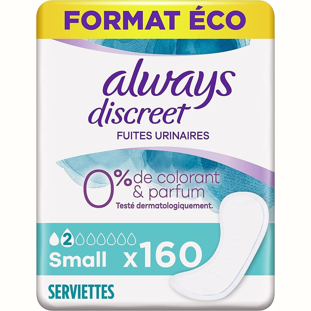 305992 - ALWAYS Discreet 0%, 160 Peceta Sanitare Femërore për Inkontinencë, Pako 1 Mujore