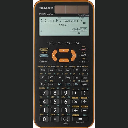 266676 - SHARP Kalkulator Shkollor Shkencor EL-W531 XG-YR, ekran me 4 rreshta, WriteView, hyrje DAL, ngjyra Portokalli