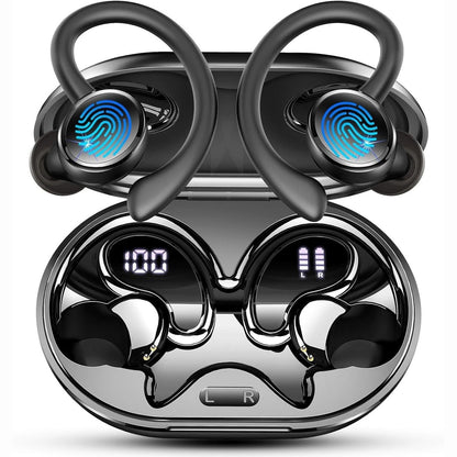266627 - KUFJE Sportive Bluetooth, Pa Tel Bluetooth 5.4, 4 Mikrofonë ENC me Anulim Zhurme, Brenda Veshit, HiFi Stereo, 50 Orë Kohë Luajtjeje, Rezistente ndaj Ujit IP7, Ekran i Dyfishtë LED