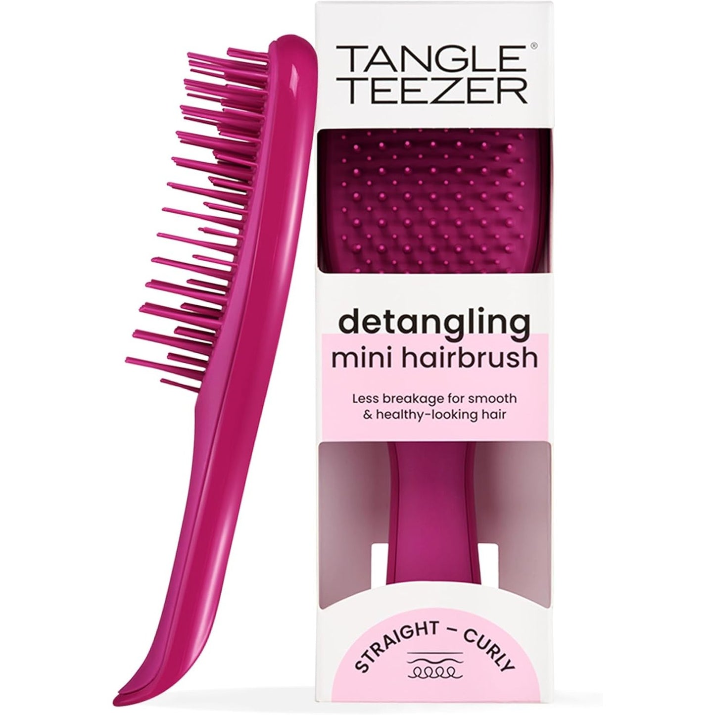 321844 - TANGLE TEEZER Ultimate Detangler i Vogël - 20 cm - Për Flokë të Lagur dhe të Tharë - Furçë Detangler për të Gjitha Llojet e Flokëve - Rozë Mjedre