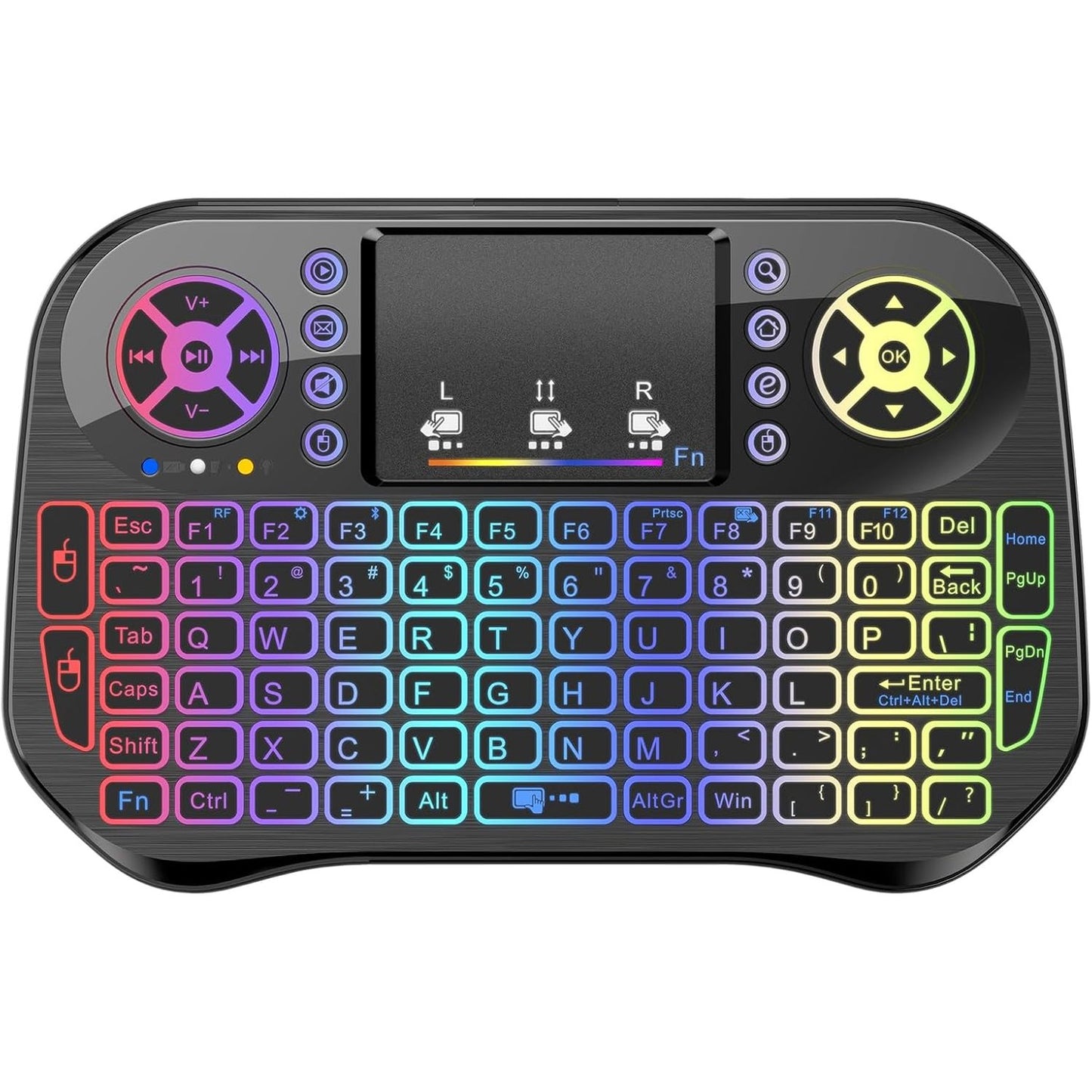 320338 - LONGYI Tastierë Mini Pa Tel I10 me Touchpad, Bluetooth dhe USB Pa Tel 2.4 GHz me Ndriçim RGB LED për Android Box/Smart TV/PC/Pad/Xbox/HTPC/IPTV