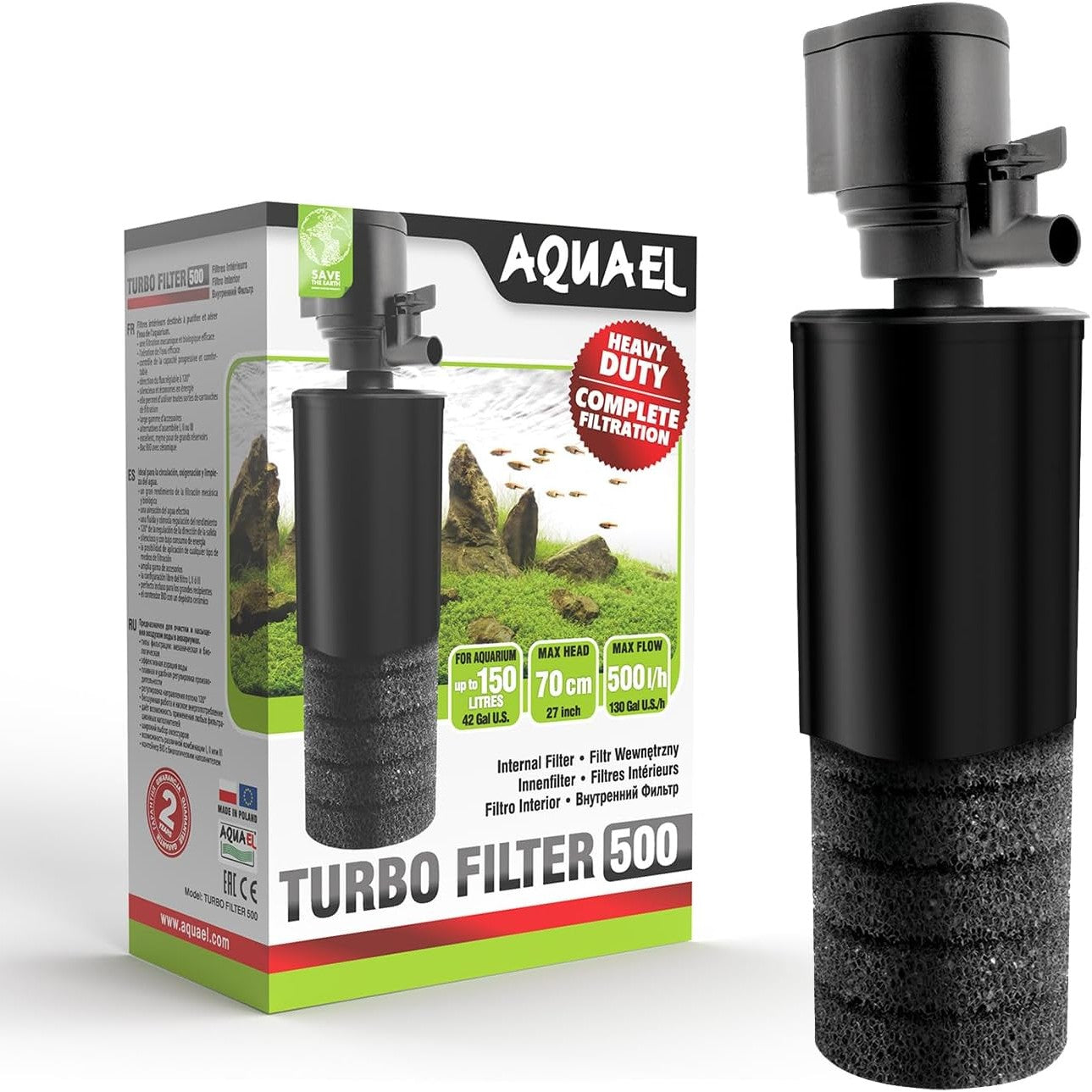 214724 - Filtri Turbo 500 për akuariume me ujë të ëmbël deri në 150 l, 500 l/orë, 4.4 W