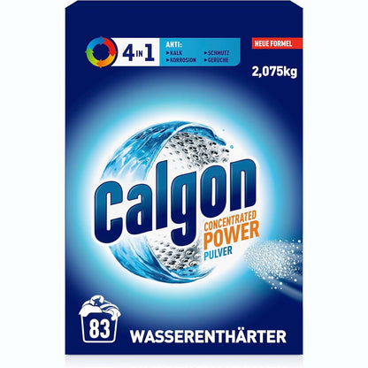318076 - CALGON Pluhur 4-në-1 Power – 1 x 2.075 kg, Zbutës uji kundër gëlqeres, papastërtisë dhe korrozionit në lavatriçe