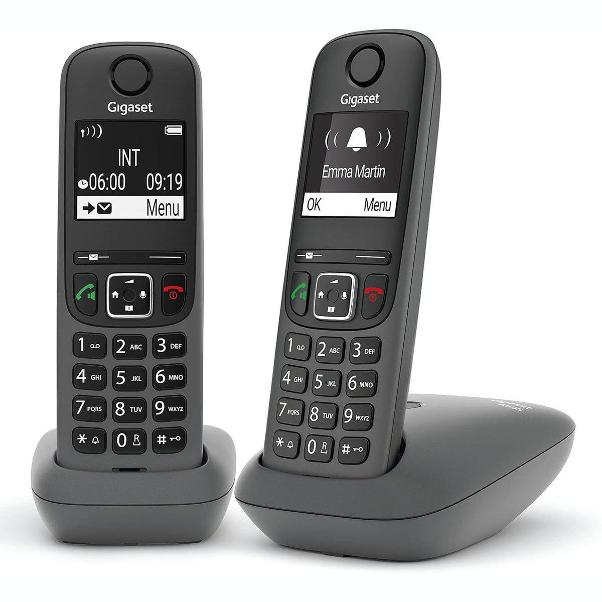 295645 - GIGASET A695 DUO - TELEFON PA TEL DECT - EKRAN I MADH ME KONTRAST TË LARTË - CILËSI E SHKËLQYER AUDIO - FUNKSION PA DUAR - MBROJTJE NGA THIRRJET E PADËSHIRUARA, GRI [VERSIONI FRËNGJISHT]