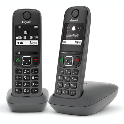 295645 - GIGASET A695 DUO - TELEFON PA TEL DECT - EKRAN I MADH ME KONTRAST TË LARTË - CILËSI E SHKËLQYER AUDIO - FUNKSION PA DUAR - MBROJTJE NGA THIRRJET E PADËSHIRUARA, GRI [VERSIONI FRËNGJISHT]