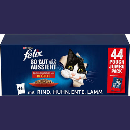 251566 - FELIX Ushqim i lagësht për mace, pelte, përzierje e larmishme, pako me 44 copë (44 x 85 g)