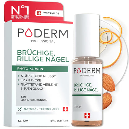 296948 - PODERM PËR THONJ TË BRISHTË, TË CËPUTUR DHE TË DOBËSUAR, Trajtim me bimë restauruese, 50ml, Prodhuar në Zvicër