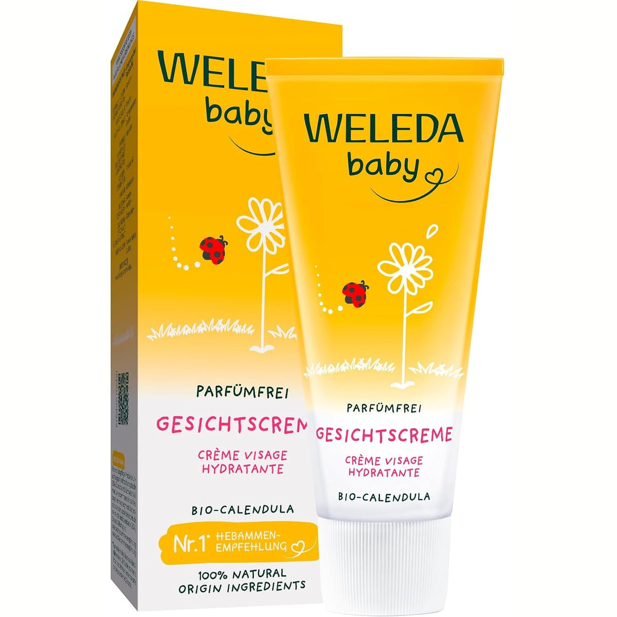 301453 - WELEDA Krem për fytyrën me kalendulë organike për foshnje, pa aromë, 1 x 50ml, Krem hidratues natyral me vaj bajamesh dhe dyllë blete