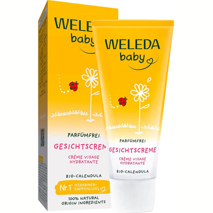 301453 - WELEDA Krem për fytyrën me kalendulë organike për foshnje, pa aromë, 1 x 50ml, Krem hidratues natyral me vaj bajamesh dhe dyllë blete
