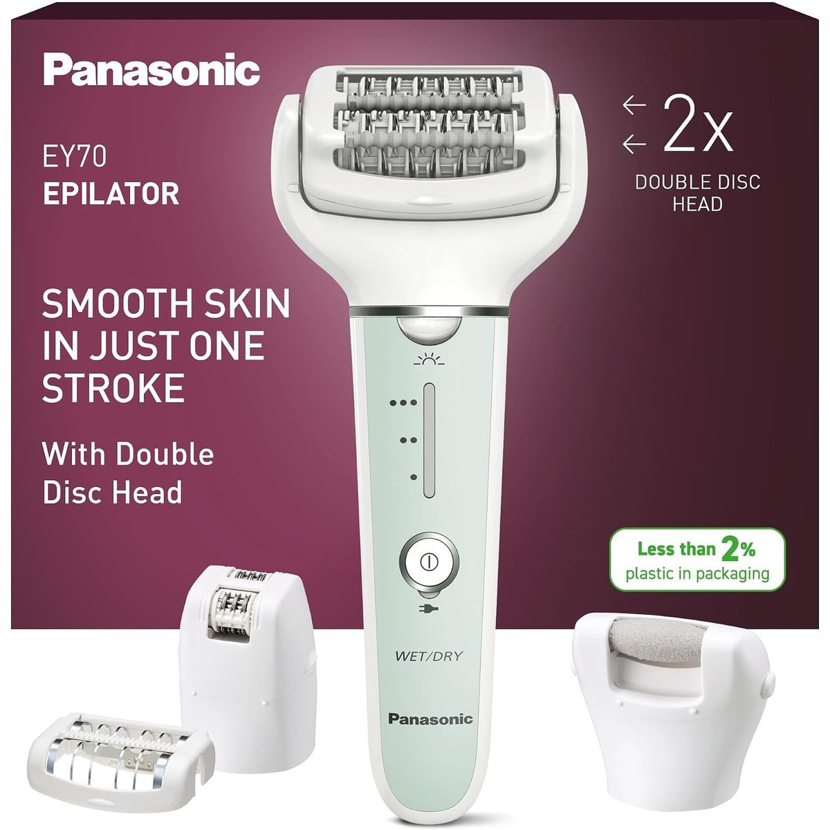301703 - PANASONIC Depilator ES-EY30, i lagësht/i thatë, 60 piskatore, kokë rrotulluese 90°, 3 shpejtësi, dritë LED, funksionim 30 minuta, pa tel