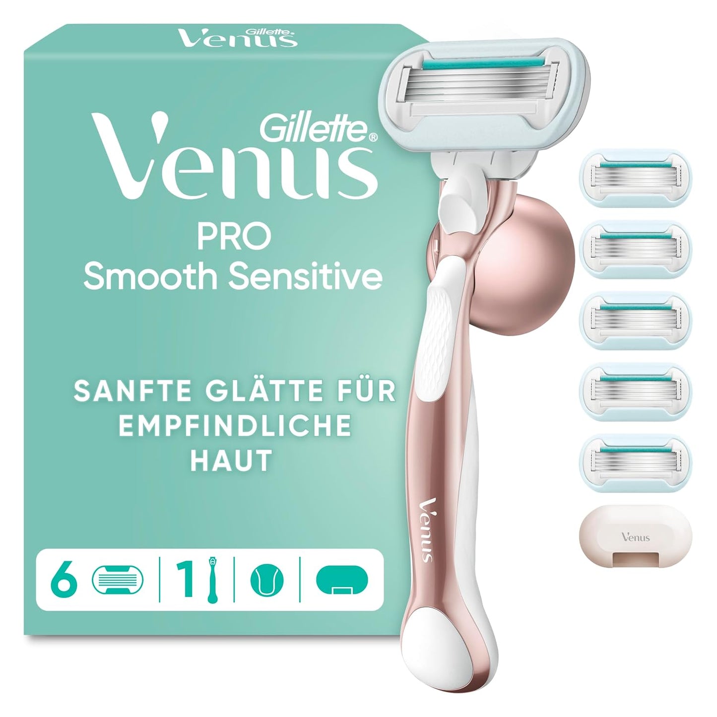 289824 - Gillette - Brisk Venus Pro Smooth Sensitive për Femra, Metal, Rozë e Artë