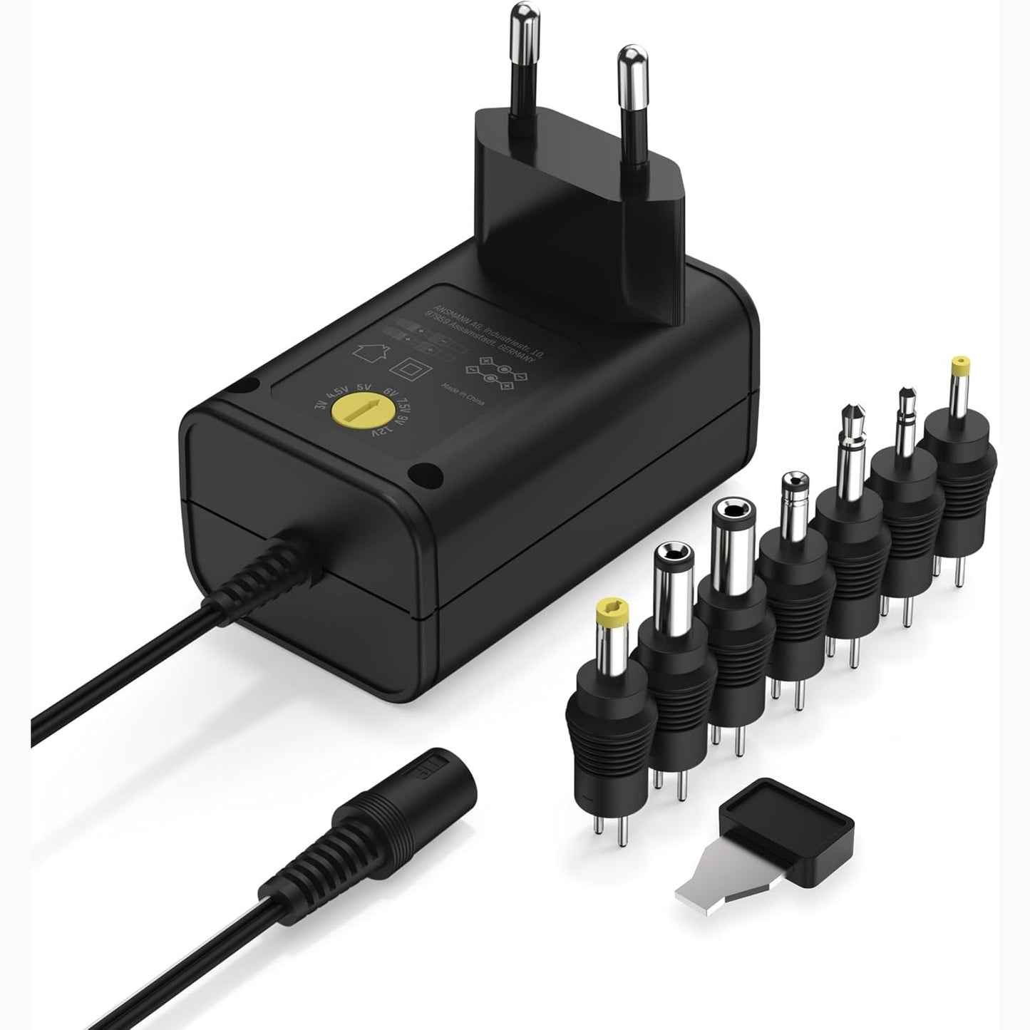 269286 - ANSMANN Furnizim universal me energji 3-12V maks. 300mA maks. 3.6W, Furnizim me energji me ndërrim DC, karikues me 7 priza adaptuese për pajisje elektronike shtëpiake