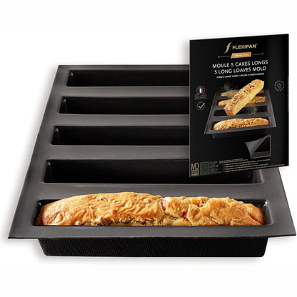 183498 - FLEXIPAN Formë Drejtkëndëshe për Tortë dhe Pite të Gjata 5, Jo-Ngjitur, Prerje Precize, Prodhuar në Francë