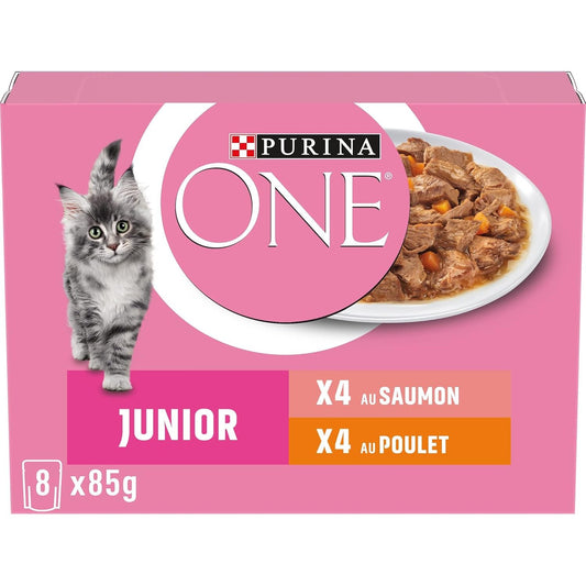 203013 - PURINA ONE Copa për Kotele, Mace në Salcë Salmoni dhe Pule, 8x85g