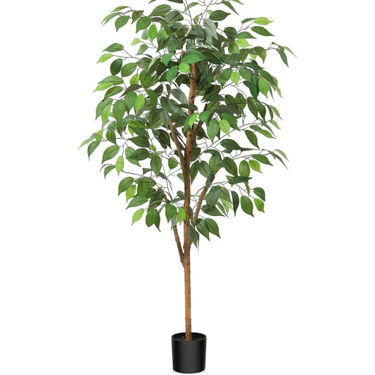 175264 - FOPAMTRI Bimë Artificiale Ficus Benjamina, 180 cm, me Trung Druri Natyral, për Dekorim në Zyrë apo Shtëpi, Shërben si Pemë apo Bimë Shtëpie, Vazo përfshirë (1 Copë)