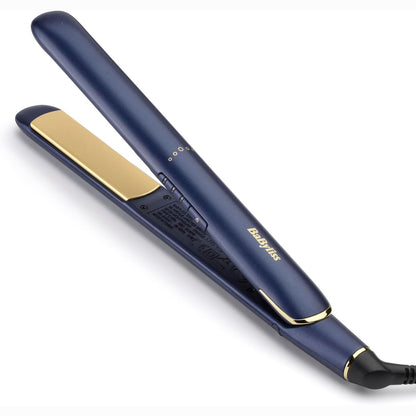 335837 - BABYLISS Drejtuese flokësh Midnight Luxe, Pllaka lundruese prej titaniumi-qeramike, gati për t’u përdorur në 30 sekonda, 3 cilësime temperature deri në 235C, Blu, 2516PE