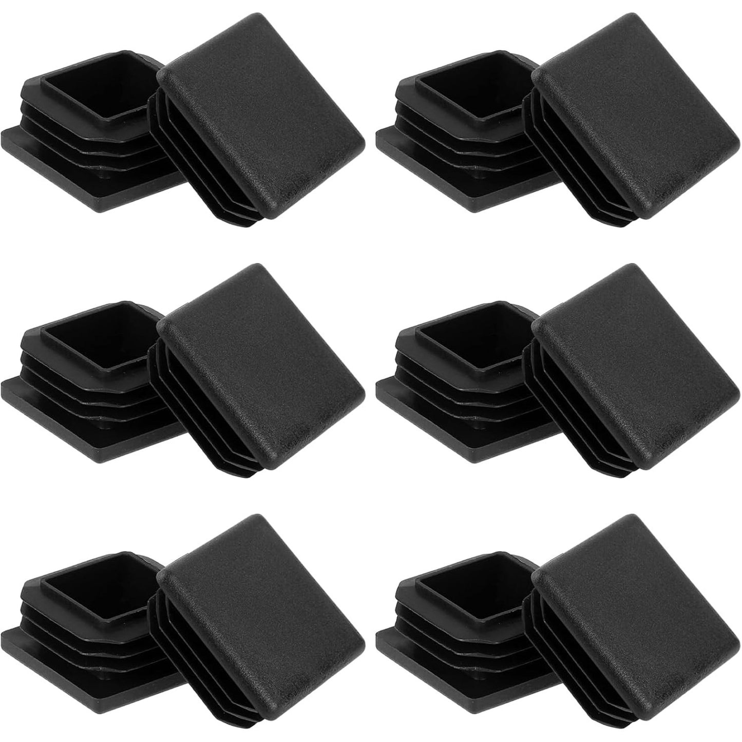 198951 - KOMPLETU 12 COPË KAPAKË FUNDORË TUBASH PLASTIKË TË ZINJ 30x30mm - Tapa Fundorë Katrorë, Tapa Lamelare Për Tuba Katrorë, Përdorim në Produkte Metalike, Karrige, Rafte, Mbulesa Tubash