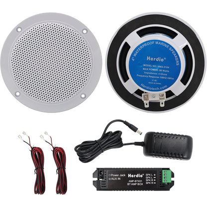 299317 - HERDIO Kit altoparlantësh tavani, i pajtueshëm me Bluetooth, i papërshkueshëm nga uji, për banjo, kuzhinë, përdorim në shtëpi dhe jashtë